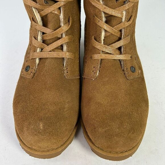 Bearpaw Women’s Krista Hickory Suede Lace Up Boots US 9 Brown Wedge Lined Boots - Picture 10 of 15